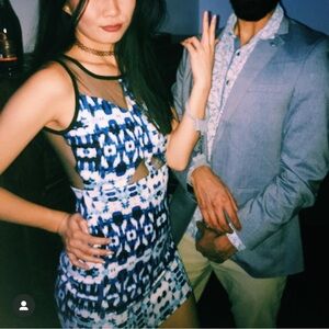 Charlotte Russe bodycon mesh back cutout mini dress, S